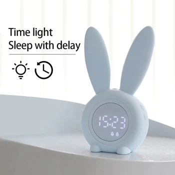 Dropship Ceas Drăguț Iepure Forma De Ceas Cu Alarmă Digital Cu Led-Uri De Sunet Lumina De Noapte Funcția De Masă Ceasuri De Perete Pentru Decor Acasă