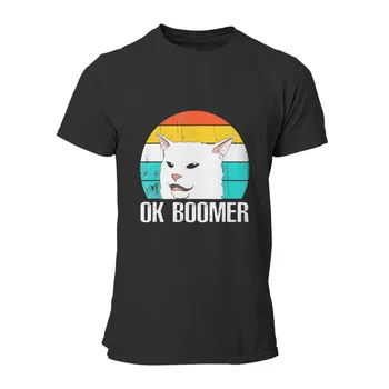 Ok Boomer Femeie Striga La Masa De Cină Pisica Amuzant T-Shirt De Imprimare De Moda Negru De Cosplay Guler Rotund Bărbați Îmbrăcăminte 13227