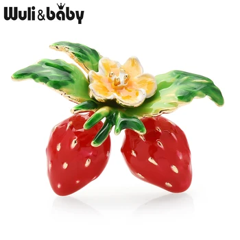 Wuli&copilul Nou Email de Capsuni Broșe Pentru Femei Designer de Fructe Petrecere la Birou Broșă Pin Cadouri