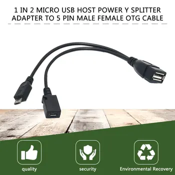 1 Din 2 OTG Micro Usb Host Puterea Y Splitter Adaptor Usb Pentru a Mirco 5 Pini de sex Masculin de sex Feminin Cablu Durabil Micro USB OTG Cablu