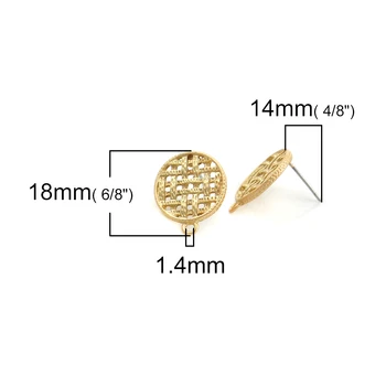 8Seasons Ureche Stud Post pe bază de Zinc din Aliaj Cercei Constatările Rotund Mat de aur de Aur Pentru Bijuterii DIY Face , 10 Buc