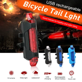 Bicicleta din Spate Lumina De 15 Lumeni USB de Încărcare Biciclete Coada Lumina Ciclism MTB Avertizare de Siguranță Față-Spate, Flash de Colorat Bicicleta Lumina Lămpii