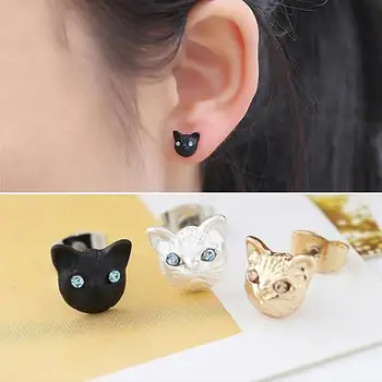 Moda pentru femei Cap de Pisică Minunat Design Știfturi de Ureche Cercei Piercing Bijuterii Farmec