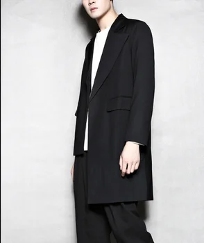 Design Original Yamamoto stil întuneric negru asimetric croitorie mid-lungime mică sacou costum trend