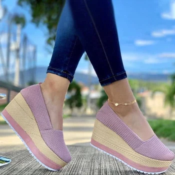 Femei Pantofi Plat Primăvară Cânepă Tocuri Platforma Fund Gros Doamnelor Mocasini Slip On Casual 2021 Femeie Încălțăminte De Toamnă Femeie Pantofi
