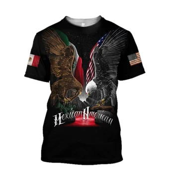 Moda de vara Barbati tricou Mexican American Aztec Warrior 3D Peste Tot Imprimat tricouri Unisex Harajuku tricou Casual Tricou Topuri-1