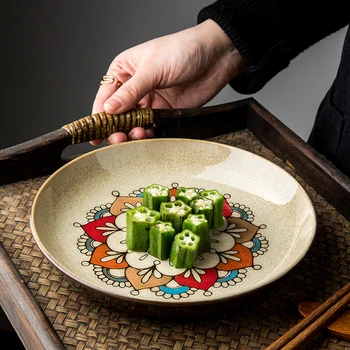 Stil chinezesc ceramice farfurie adâncă de uz casnic salata placa disc personalitate placa creatoare de modă veche mână-pictat tacamuri