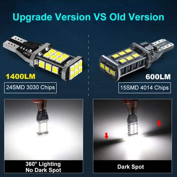 2x Mașină Semnal de Lumină T15 W16W Bec LED 3030 Chips-uri Canbus Fara eroare de Putere Mare Alb DC 12V Auto Reverse Înapoi Lămpi de staționare 6000K