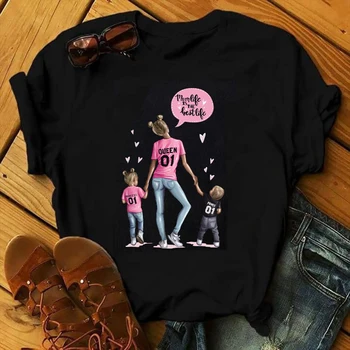 Vara Super Mama Viata Momlife Imprimare Femei T-shirt de Moda de Top Stil Harajuku Gât Rotund Femei tricou Negru 5066