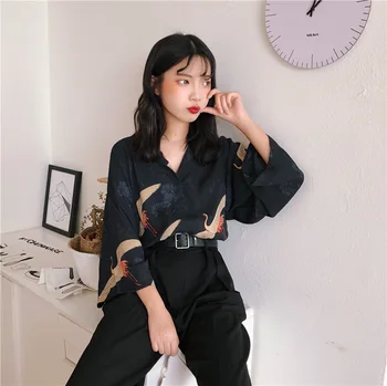 Harajpoo Femei Tricou 2021 Primăvară Toamnă Versiunea coreeană Stil Harajuku Ins Vrac Design Retro Sens cu mâneci Lungi Femei Bluze