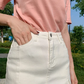 Stretch Talie Mare Retro Din Denim Mini-Pantaloni Scurți, Fuste Femeie 2021 Vara Streetwear Slim Split Blugi Fusta Scurta De Sex Feminin Saia
