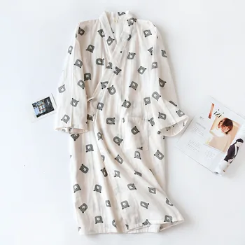 Stil japonez Femei Halate din Bumbac Kimono Sleepwear Halat de Vară Cuplu Pijamale Homewear Lung Pijamale, Halat de baie