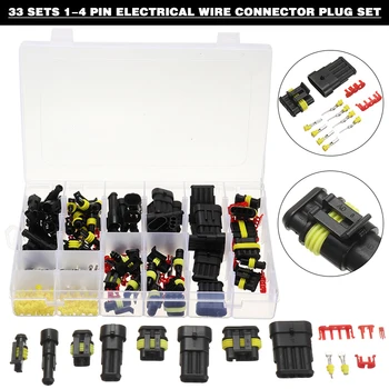 33 Seturi 1/2/3/4Pins Mod ASCUNS Electrice Sârmă Conector Plug-in Set 300V 12A din material Plastic rezistent la Conector Auto Pentru Camioane