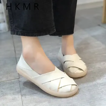 2021 din piele apartamente doamnelor pantofi Oxford mocasini solid alb pantofi femei new sosire casual balerini femei pantofi pantofi flats