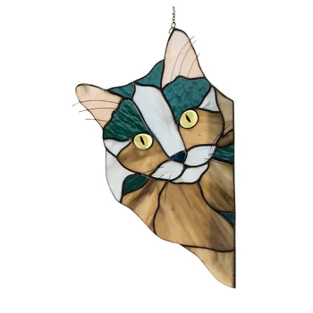 Personalizate, Vitralii Cat suncatcher Agățat Ornamente Fereastră Decor Unic Pisica se Blochează Ornament Cadou pentru Mama Lover