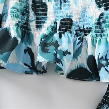 TRAF Femei 2021 Design de Moda pe Un Umăr Talie Top Imprimat Subtiri cu Maneca Lunga Tricou Streetwear
