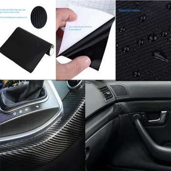 4D Fibra de Carbon, Folie Rola DIY Autocolant Impermeabil și Ușor de Curățat Pentru Mașini Motocycl Telefon Mobil, Laptop, Mobilier de Fereastră