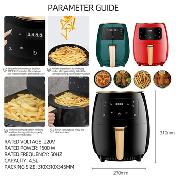 Smart Air Fryer Cuptor Electric Friteuza fara Ulei Acasă Prăjitor de pâine Rotisor Dehydrator LED Touch cartofi Prajiti Mașină