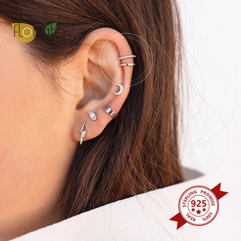 1 BUC Argint 925 cu Bandă Dublu Ear Cuff Pentru Femei, Fără Piercing Mic Clip Pe Cercei Cercei Cartilajului Petrecere Bijuterii