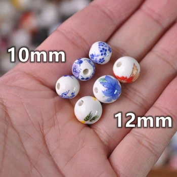 2# 10mm 12mm Modele de Flori Rotund din Ceramica de Portelan Liber Margele Spacer Mulțime de Meserii DIY Brățară Bijuterii