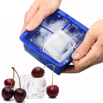 4 Cavitatea Silicon Forma Patrata Cub de Gheata Mucegai DIY Congelator Tava Jeleu Instrument de Filtru de