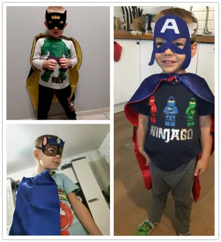 Copii de Halloween Printesa Cape Cosplay Costum 1Cape + 1Mask Superhero Cape Dublă față-Verso Copil la Petrecerea de Ziua de Crăciun 70*70cm