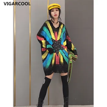 Valul de brand femei 2021 primăvară noua moda pulover femei stil coreean pulover cu gluga stele pulover mid-lungime moda streetwear