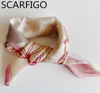 SCARFIGO 50*50cm Matase Moda Mic Pătrat Eșarfă Elegant pentru Femei Cravată de Păr Banda de Folie de Mătase Eșarfe Gât