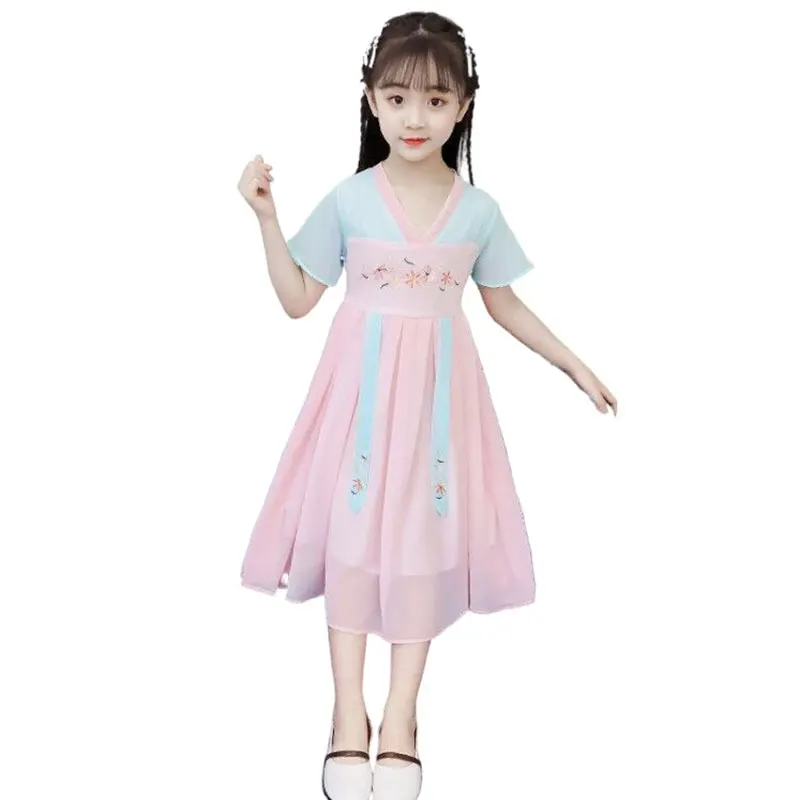 Îmbrăcăminte pentru copii Fete Hanfu Vara Haine Stil Chinezesc Super Zână Stil Vechi Tang costum Costum 2021 Fata Rochie de Șifon