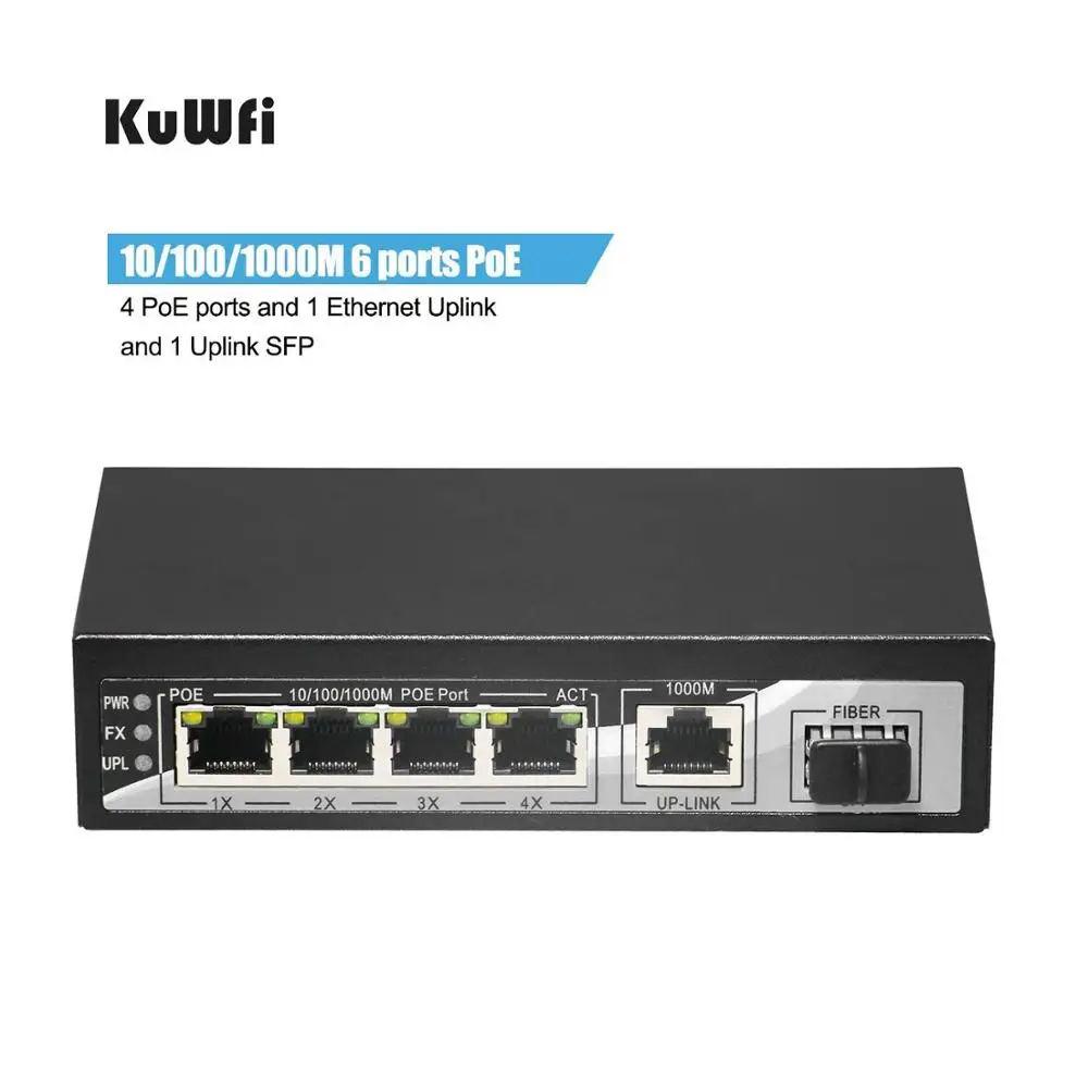 1000Mbps POE Switch de Rețea 6Ports Switch Gigabit Ethernet 4*10/100/1000Mbps POE Porturi de 10 gbps Capacitate de Comutare Plug Play