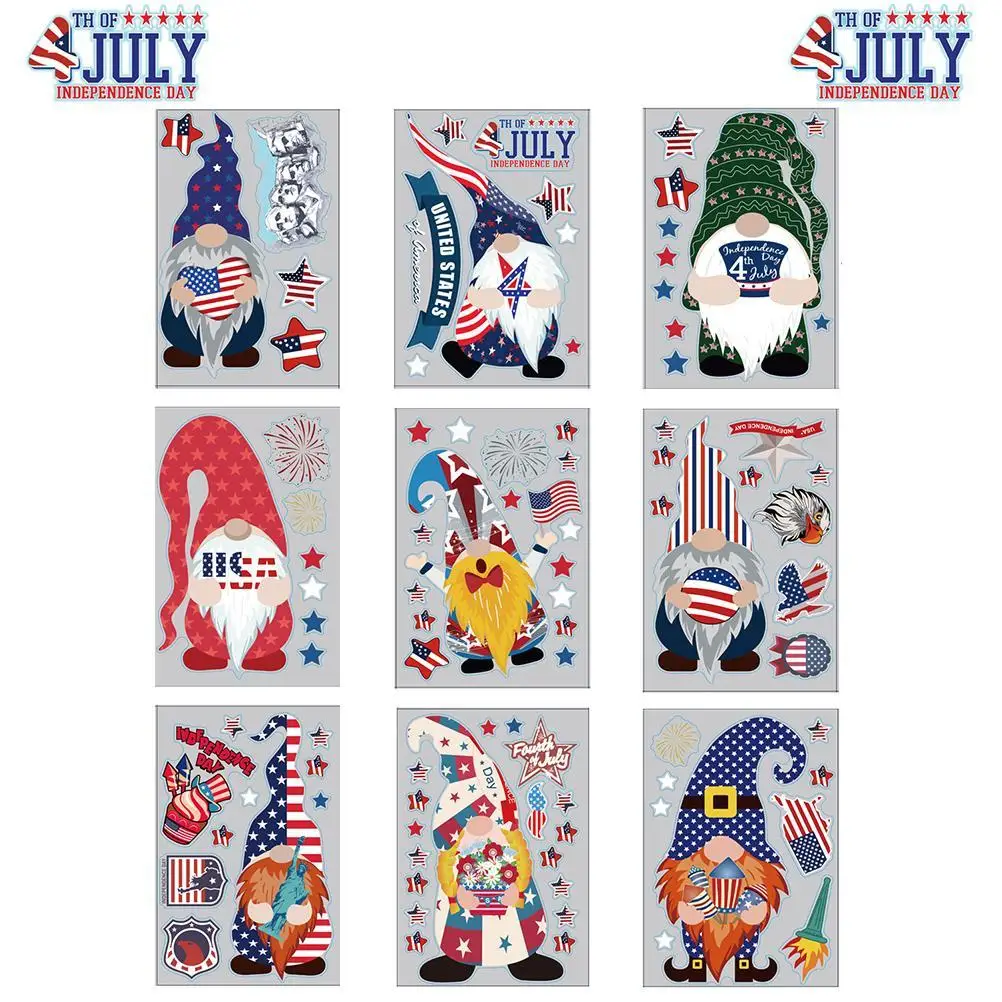 9 Buc Ziua Independenței Fereastra Agăța De 4 iulie Chip de Păpușă Gnome Fereastră se Agață Patriotic American Memorial Day Autocolant Figura