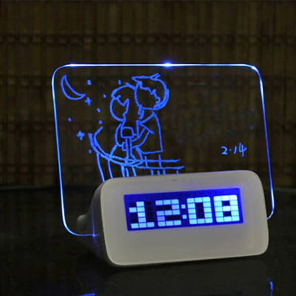 Fluorescente Creative Blue LED Digital Ceas cu Alarmă cu Message Board USB 4 Port Hub Birou Ceas cu Alarmă Digital Cu Calendar