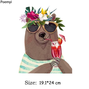 Poemyi Drăguț Animale de Băut Desene animate Parches DIY Fier-pe Patch-uri pentru Îmbrăcăminte Lavabil T-shirt Transfer de Căldură Autocolante Termice Q