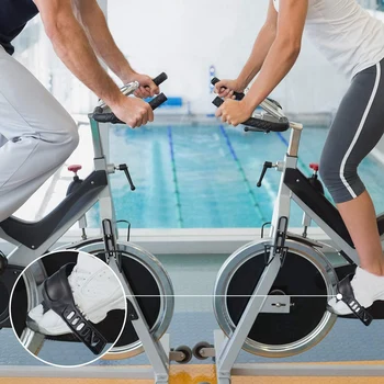 2 Perechi de Biciclete Pedala Bretele Reglabile Lungime Universal Pedale Curele pentru Filare Ciclu de Exercițiu Acasă sau sala de Sport