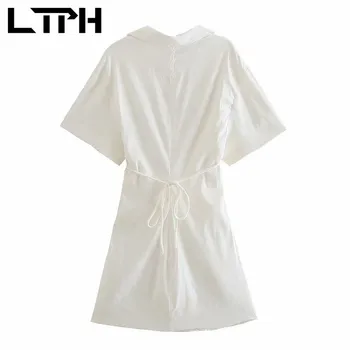 LTPH moda V-neck deschiderea design lenjerie rochie albă, femei goale de talie mare cu Pieptul sexy Pachet Șold rochii de vară 2021 noi