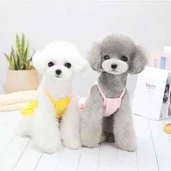 Câine drăguț Haine Rochie de Flori de Imprimare Îmbrăcăminte pentru animale de Companie pentru Câini de talie Mică, de Culoare Solidă Simplu la Modă de Primăvară-Vară Yorkies Roz Ropa Perro