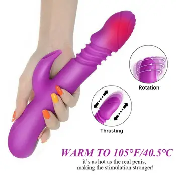 Încălzire Automata Impingandu-Vibrator Rabbit Vibrator Stimulator Clitoris Sex Mașină Femei Jucării Erotice Vagin Masaj Reîncărcabilă