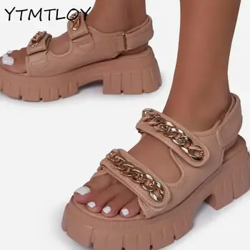 Femei Vara Sandale Multicolore din piele de Sarpe Platforma sandale Pantofi Creșterea Înălțime Cârlig Și Buclă de Tocuri inalte Lanț Zapatos