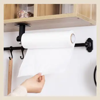 Bucătărie Auto-adeziv Sub Cârlig Cabinet Flexibil Rolă de Hârtie Rack Suport pentru Prosop Țesut Cuier Raft de Depozitare Pentru Baie, Toaletă
