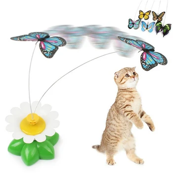 Automate Electrice Rotative Pisica Jucarie Floare Fluture Formă De Pasăre Plastic Pisica Amuzant Stick Câine De Companie Pisoi Interactive Jucărie Animale De Companie