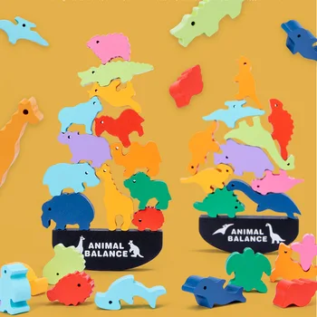 Animale Echilibru Blocuri Joc de Echilibru cu Barca pentru Copii de Mână-ochi de Coordonare Puzzle de Educație Timpurie Jucarii din Lemn