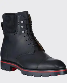 2020 Mare Roșie de Sus Jos Cizme negre din Piele Pantofi Barbati Casual Balerini Mocasini Toecap Bărbați Cizme Martin Adidași size38-45