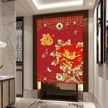 Stil Chinezesc Pânză Perdea Dormitor Ușa De La Bucătărie Cortina Ușii Agățat Perdea, Fără Perforarea Jumătate Draperie-Panou