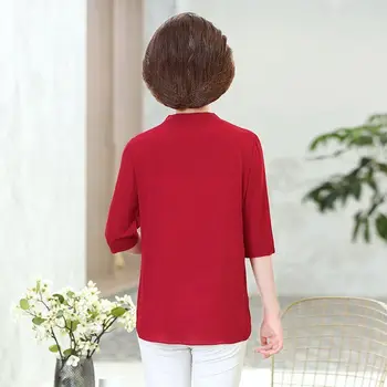 Solid V-neck maneca jumătate Șifon tricou femeie de Moda elegante plus dimensiune 5XL bluza vrac doamnelor 2021 nou Mama casual de primavara topuri