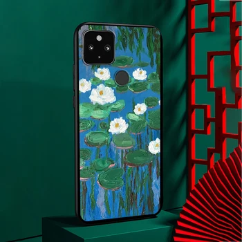Monet Grădină Lotus Podul rezistent la Șocuri Acoperire pentru Google Pixel 5 4 5A 4A XL 5G Negru Telefon Caz Coajă Moale Fundas Coque Capa