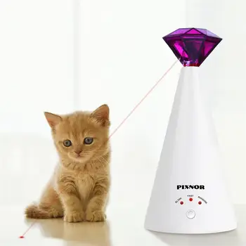 Diamant În Formă De Pisica Interactiva Cu Laser Electrice De Companie Jucărie Diamant Pisica Jucarie Cu Laser Reglabil 3 Viteze De Companie Cu Laser Pointer