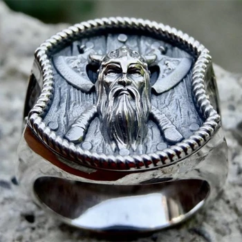 Viking Odin Nordici Thor Ciocanul Dublu Topor Inel Vintage Gotice Punk Bărbați din Oțel Inoxidabil Inel Retro Bărbați Amuleta Cadouri Bijuterii