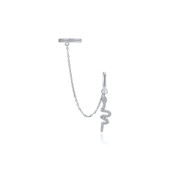 Aide Argint 925 Cerc Dublu CZ Crystal Snake Farmec Hoop Cercei Pentru Femei Sigure Bucle Lanț Tassel Mark Cercei