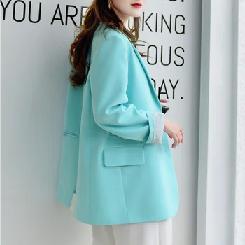 Sacouri Femei Roz Buzunare La Modă De Agrement Stil Coreean Doamne De Birou Dintata Primăvară Îmbrăcăminte High Street New Sosire Vrac