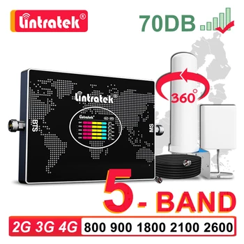 Lintratek 5 benzi Celulare Amplificator LTE B20 800 900 1800 2100 2600 B7 GSM 2G 3G 4G Amplificator de Semnal de Antena Omni Mobile Repetor